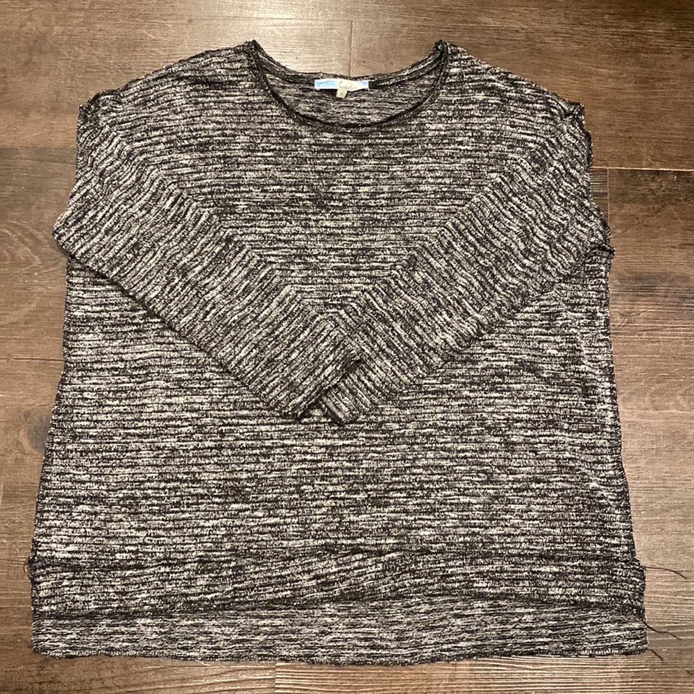 Striped pullover, crew neck sweater